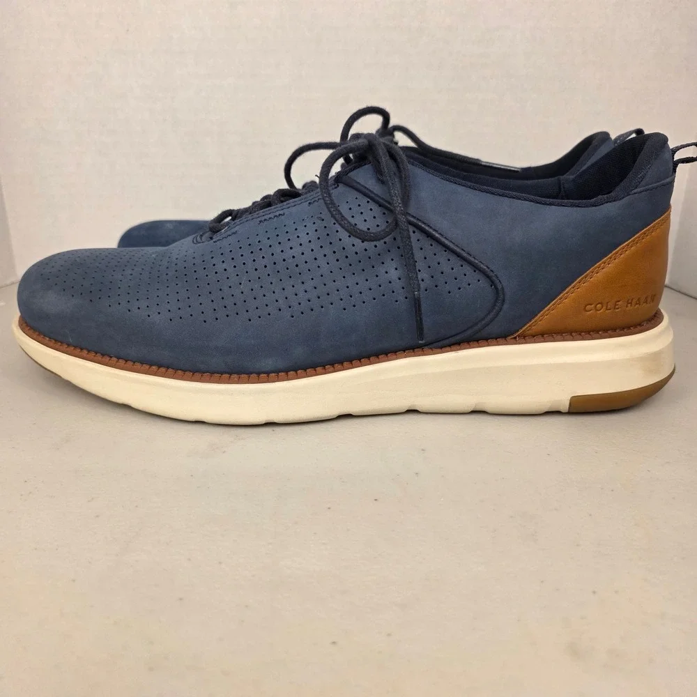 Cole Haan Grand‎ Crosscourt Wingtip Oxford 12M Navy Blue Suede Leather C38306